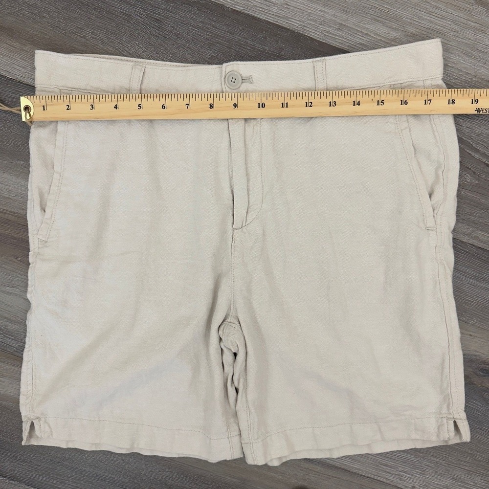 Zara Linen Cotton Bermuda Chino Shorts Oatmeal Beige Relaxed Fit Men's Size 32 - Picture 4 of 10